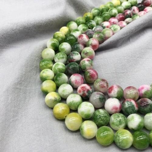 Smooth Pink Green Round Beads 6/8/10/mm Natural Persian Jades Gem Loose Beads for DIY Jewelry Making Necklace Supplies