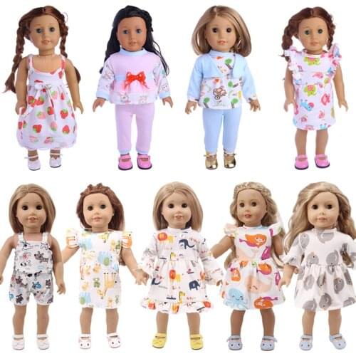 Doll Clothes Cartoon Puppy Animal Car Cotton Dress For 18 Inch American&43Cm Baby New Born Doll Shoes Accessories Girl`s Toy