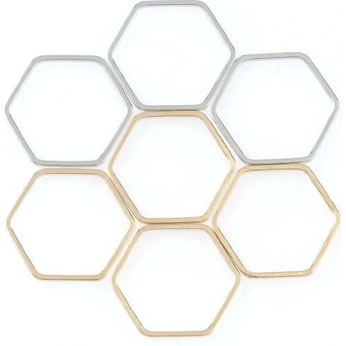 Fashion Hexagon Shape Rose White K Color Copper Hollow Frame Blank Connector Charms Pendant DIY Jewelry Accessories 20PC/lot