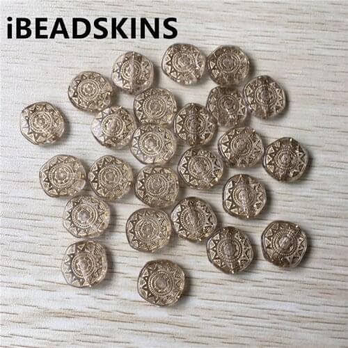 New arrival! 18mm 400pcs /lot clear with gold stripe Acrylic wafer shape beads #2215(Design as shown)