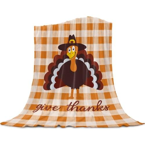 Living Room Sofa Blanket Thanksgiving Turkey Plaid Children Soft Throw Blanket Travel Airplane Hotel Portable Warm Thin Blanket