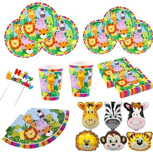 Wild Animal Disposable Tableware Paper Plate Jungle Party Decor Baby Shower Birthday Safari Party Supplies Jungle Theme Party