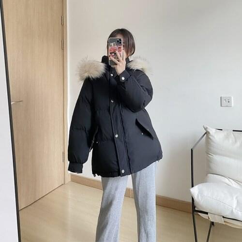 Hooded Parkas Winter Jacket Women Down Cotton Coat Fur Collar Jackets for Women 2021 Female Short Warm Clothes Casacos HLY171