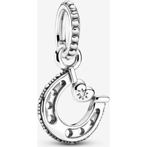 Fit Pandora Bracelet Charms Necklace 925 Silver Pendant Good Luck Horseshoe Dangle Charm 925 Silver Jewelry Berloque