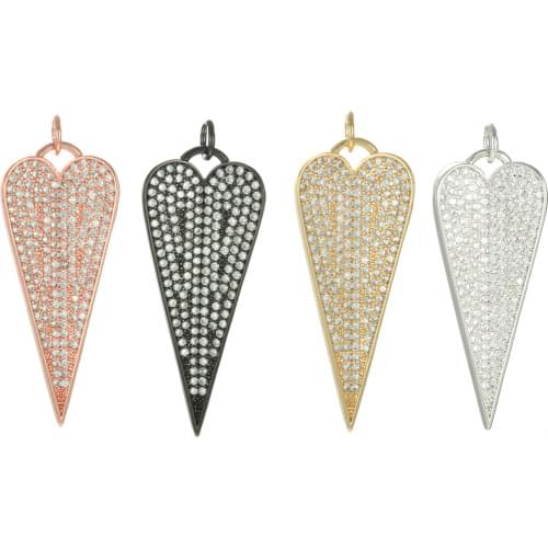 Heart Design Charms for Jewelry Making Supplies Gold Pendant Diy Earring Necklace Bracelet Copper CZ Accessories