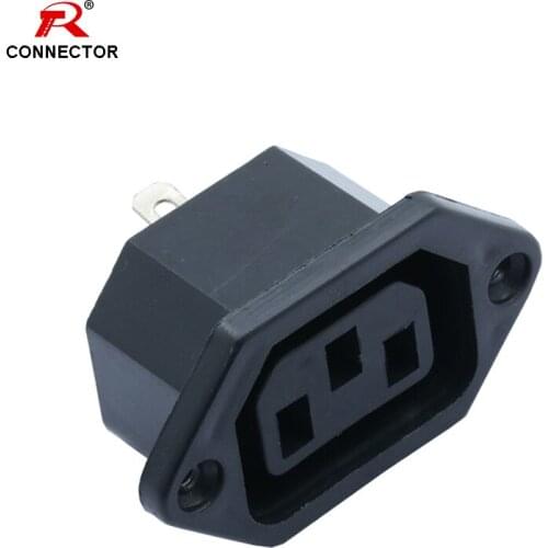 1pc Power Connector 3P Female Power Socket Panel Mounted Type AC 250V 10A