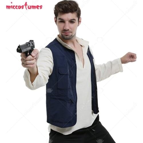 Solo Han Shirt Jacket Renaissance Medieval Linen Shirt V Neck Long Sleeve Pirate Top Ranger Vest Han Solo Costume for Halloween