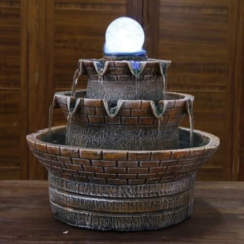 Garden&Home Fountain Water Landscaping Decor Home DIY Accessories Home Figurines Desktop FengShui Water Fountain Air Humidifier