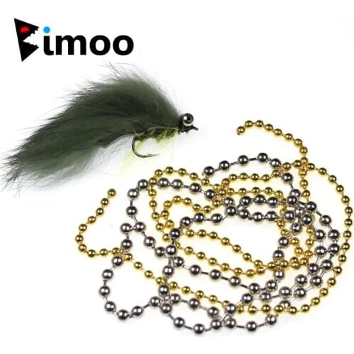 45cm/pc Sinking Fly Tying Bead Chain Head Streamer Nymph Zonker Tying Bead Eyes Metal 3mm 4mm Gold Silver Fly Fishing Materials