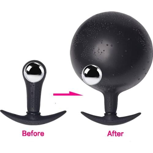 Outdoor Inflatable Anal Beads Male Deep Expandable Exercise Plug with Balls Huge Butt Plug Prostate Massager with Metal Ball