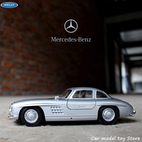 WELLY 1:24 Mercedes 300SL Silver simulation alloy car model crafts decoration collection toy tools gift