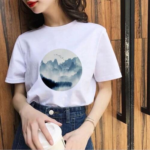 Summer Short sleeve t-shirt women Ladies T-shirt Harajuku Aesthetics Artistic Conception Print T shirt Female