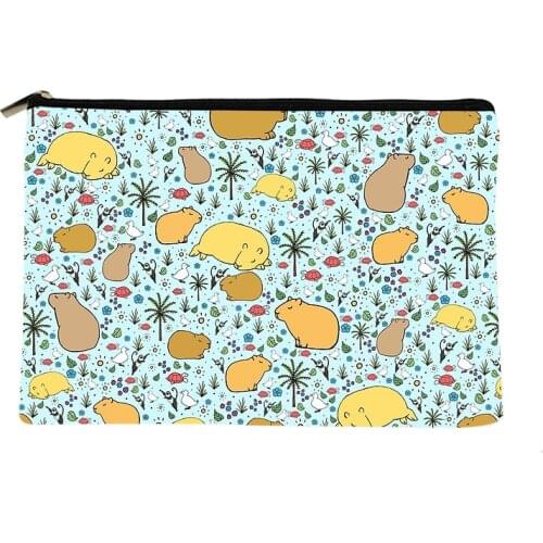 Women Capybaras in Blue Printed Make up bag Fashion Women Cosmetics Organizer Bag for Travel Colorful Storage Bag for Lady Bag