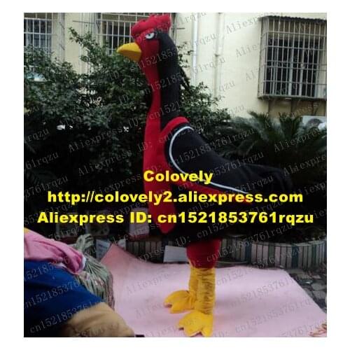 Picturesque Black Gamecock Game Fowl Fighting Cock Rooster Chicken Chook Mascot Costume Cartoon Character Mascotte Adult No.9705