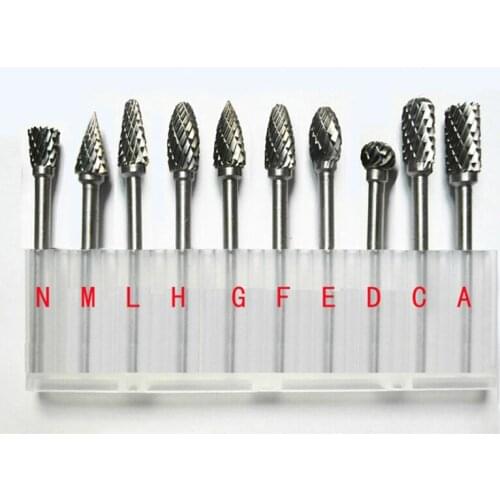 10pcs/set 1/8" 6mm Tungsten Carbide Rotary Point Burrs Set Engrave Cutting Tool