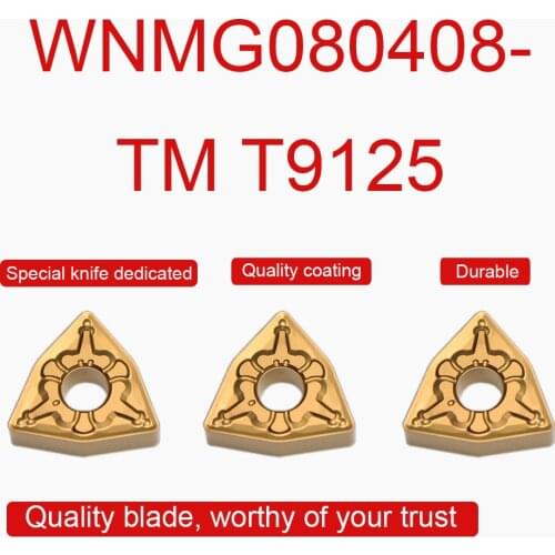 10PCS High Quality WNMG080408-TM T9125 Carbide Inserts External Turning Inserts CNC Machining Lathe Cutter Tool