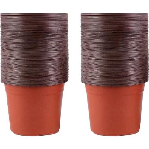 100 Packs of Plastic Seedling Flower Pots, Two-Color Pots, Simple Round Flower Pots, Succulent Planting Brackets for Flower Plan