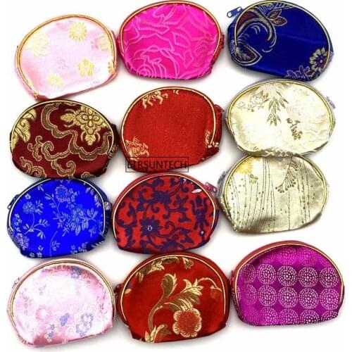 12pcs Classic Retro Imitation Silk Women Wallet Mini Luxury Ladies Purse Exquisite Wedding Clutch Bag For Decor Gift Bag