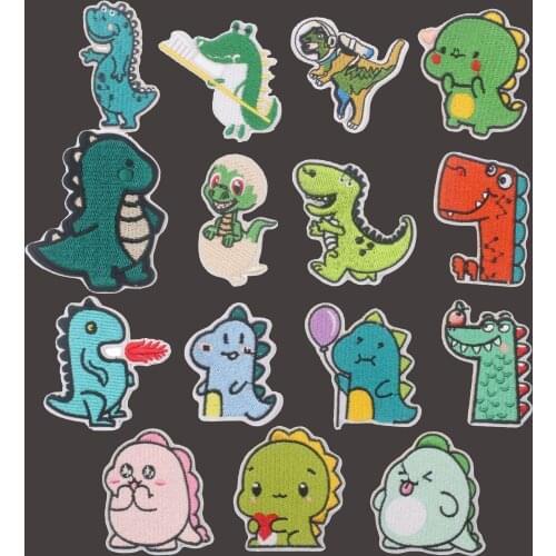 15kinds of cartoon dinosaur series clothing embroidery patch cloth sticker iron on T-shirt childrens school bag decoration gift