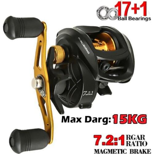 17+1BB New Left Right Hand Reel 7.2:1 Reinforced Reel 8KG Max Drag Fishing Baitcasting Reel High Speed Fishing Reel