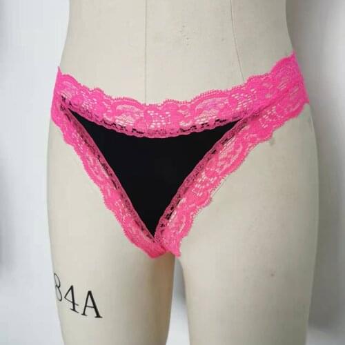 Plus Size Wholesale Women Gril Low Rise Lace Floral Crotchless G String Thongs T Back Underwear Panties Briefs