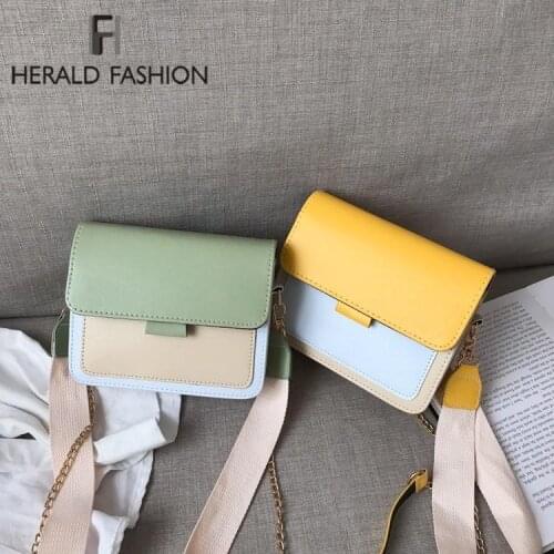 2021 Luxury Designer Brand PU Leather Crossbody Bags For Women Contrast Color Shoulder Messenger Bags Female Purses and Handbags