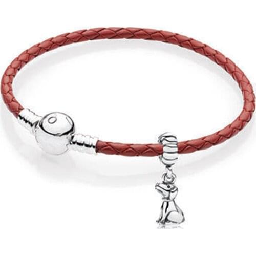 2019 New Arrival 100% 925 Sterling Silver Simple Leather Cor Bracelet For Women With Chain Charm Beads Fashion Jewelry Original