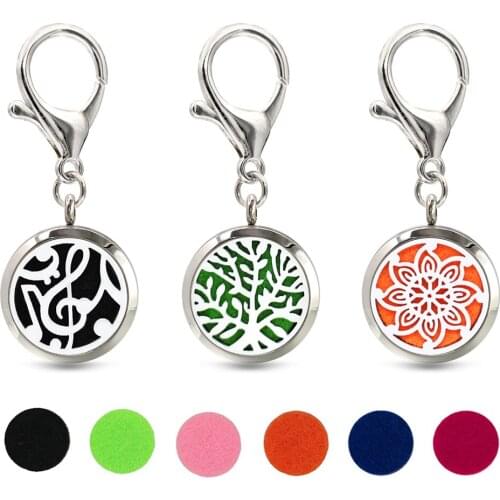 Music Note Key Chain Essential Oil Perfume Diffuser 30mm Magnetic Locket with Lobster Clasp Key Ring 10pcs Pads Free