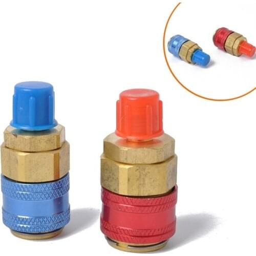 1 Pair Freon R134A H/L Auto Car Quick Coupler Connector Brass Adapters Adjustable AC Manifold Gauge Air Conditioning Refrigerant
