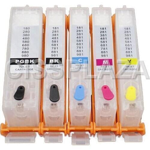 CISSPLAZA 5colors PGI-480 CLI-481refillable ink cartridges compatible for Canon PIXMA TS6140 TR7540 TR8540 TS704 TS9540 PGI480
