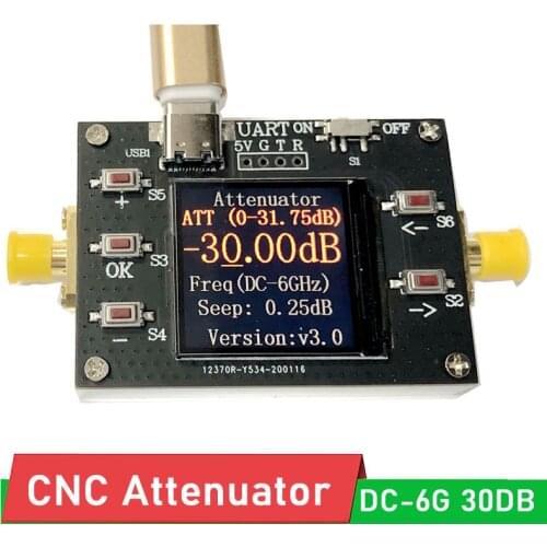 Digital Attenuator Programmable 6GHZ 30DB Attenuator Module step 0.25DB LCD display f/ RF Ham Radio Amplifier