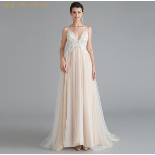 Cheap Prom Dresses Spaghetti Straps Beaded Lace Appliques Tulle Skirt Open Back Evening Party Gowns Custom Made