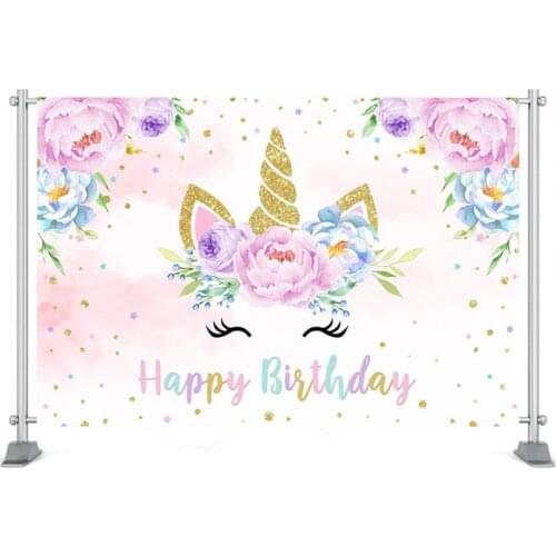 Unicorn Flowers Birthday Decor Photocall Photography Backdrop Newborn Baby Shower Background For Photo Studio