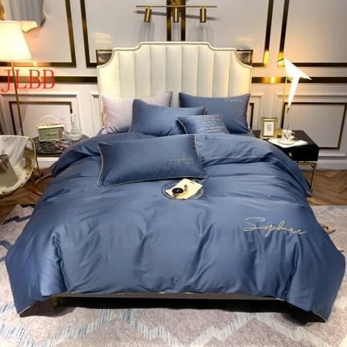 Hihg quality bedding set 100% cotton 60S fabric bed linen set Embroidery duvet cover set Brief bedclothes 3/ 4pcs bed set queen