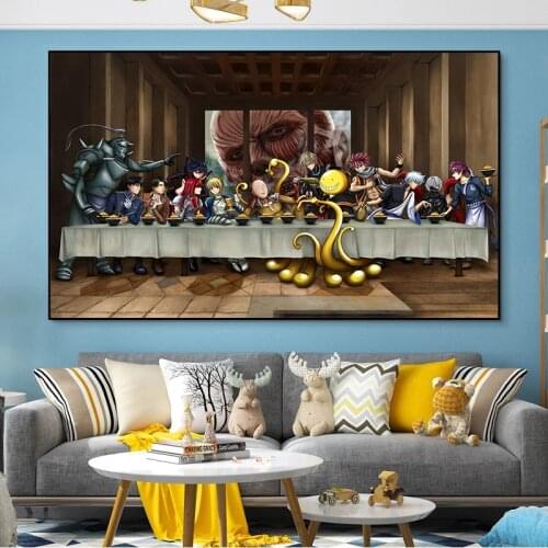 Canvas Painting One Punch Man Attack on Titan Tokyo Ghoul Demon Slayer Anime Wall Art Abstract Living Room Bedroom Decor Poster