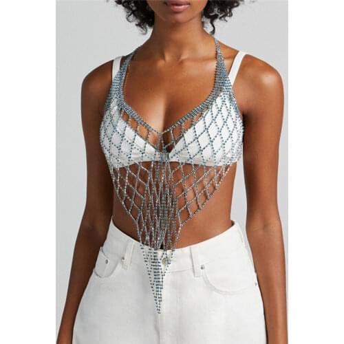 Fashion new tassel Crystal Bralette Underwear Sexy Jewelry for Women Bling Rhinestone Body Chain Bra Harness Waist Jewelry Party