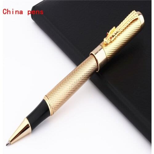 JINHAO 1200 Golden Chinese Dragon dancing Business office Medium nib Rollerball Pen New