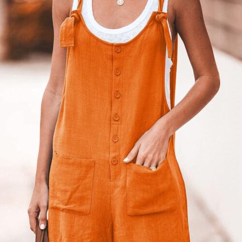 Overalls for women new fashion simple short wide leg pants solid color jumpsuit overalls women streetwear mujer femme summer