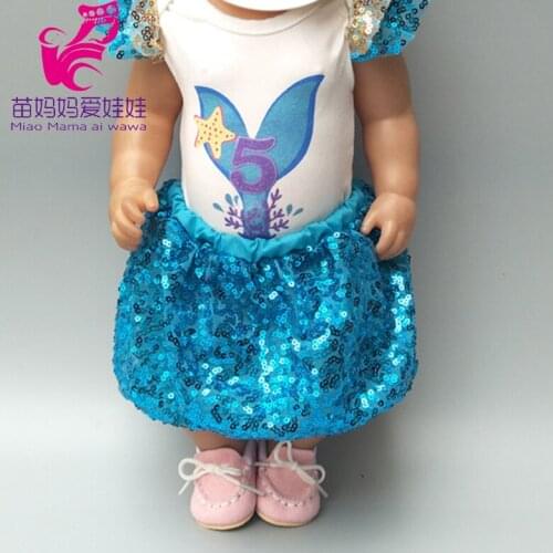 Doll new summer dress for 43cm baby dolls clothes 18 inch doll dress bow headband baby gift