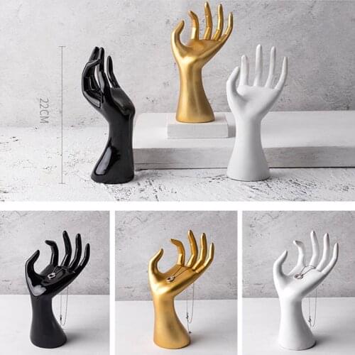 Hot Sale Gold Resin Hand Gfit Ring Necklace Bracelet Bangle Watch Jewelry Display Stand Holder Jewelry Storage Earring Stands