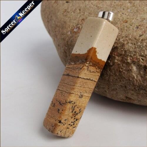 Men Jewelry Pendant Yellow Natural Picture Stone Pendant Necklace Wholesale Fashion Crystal Pendants for Boys Gifts HS979