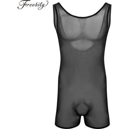 Men Undershirts Sexy Bodysuits Breathable Mesh Men Leotard Male Body Building Singlet Underwear Shapewear for Men Undershirts