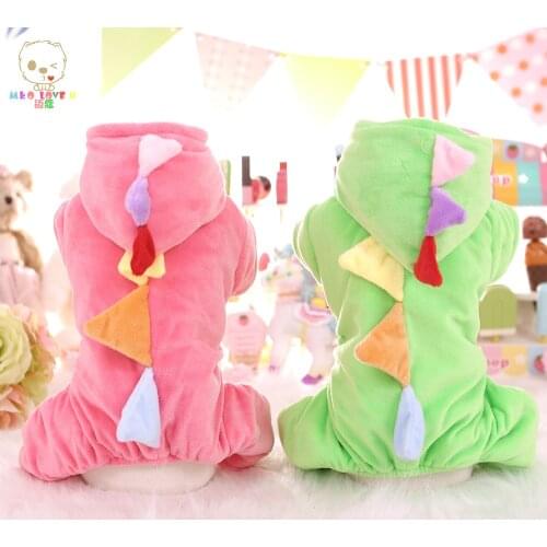 Pet Clothes For Yorkshire Chihuahua Dogs Dog Clothes Winter Warm Jacket Puppy Jumpsuit Hooded Parkas Soft Dinosaur Costume