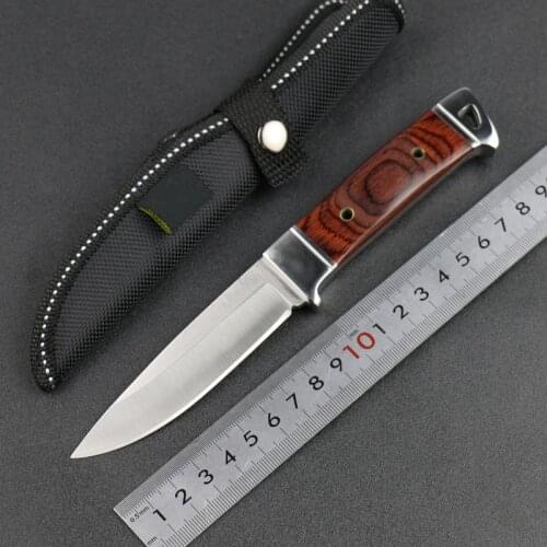 Sharp Hunting Knife 3CR13MOV Tactical Survival Knives colourwood handle Camping Tools Knife with nylon sheath