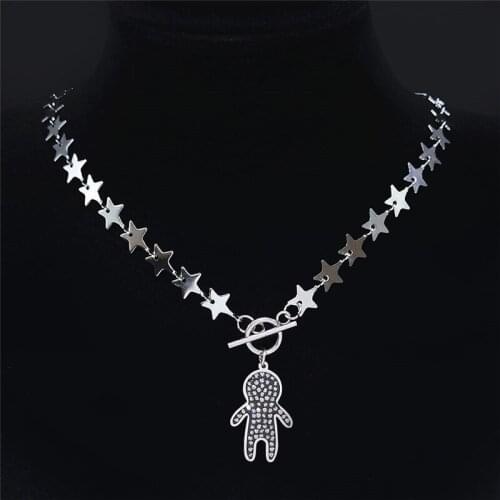 Love Boy Stainless Steel Charm Necklaces for Women/Men Silver Color Choker Necklaces Jewelry colgante acero inoxidable N4874S01