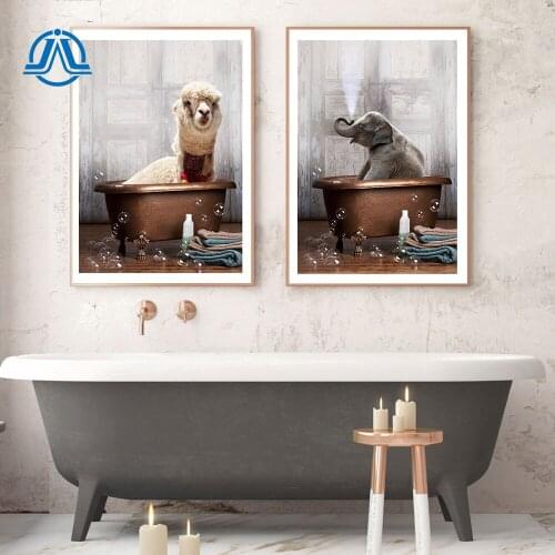 Animal Bath Posters And Prints Bathtub Canvas Painting Nordic Style Modern Picture For Bath Room On The Wall Art Home Decoration