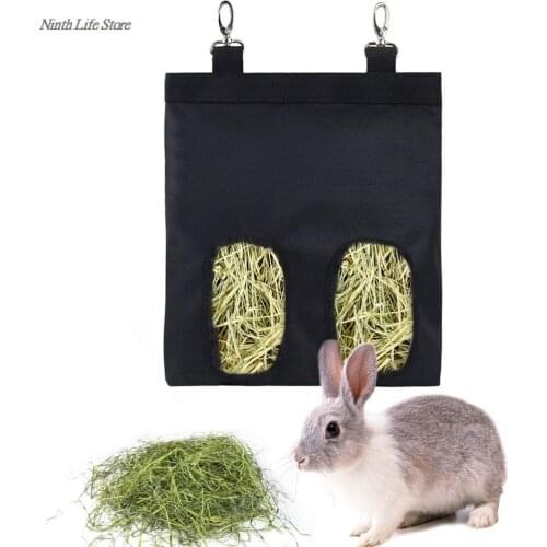 Hay Bag Hanging Pouch Feeder Holder Feeding Dispenser Container for Rabbit Guinea Pig Small Animals Home Pet Feeding Supplies