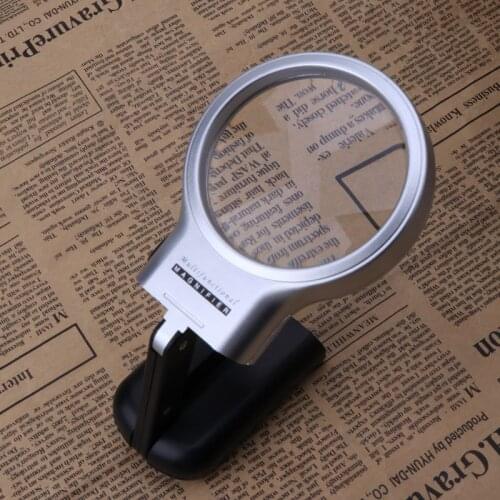 Handheld Desktop Magnifying Glass Multi-Function Folding 3 Times with LED Lights for The Elderly Reading Plexiglass Lens