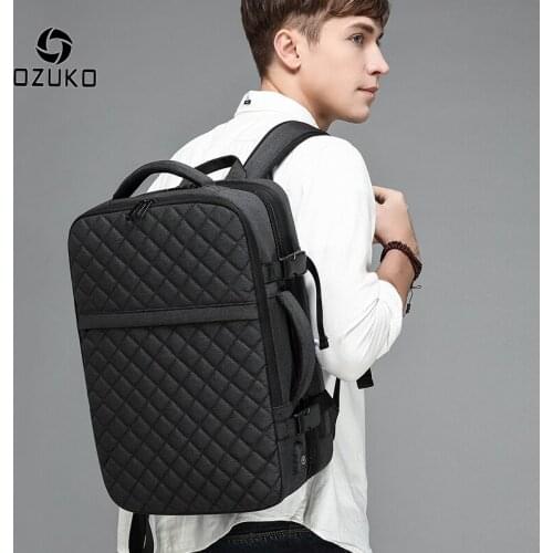OZUKO Men 15.6 inch USB Charging Laptop Backpack Male Large Capacity Expandable Backpacks Casual Waterproof Travel Bag mochila