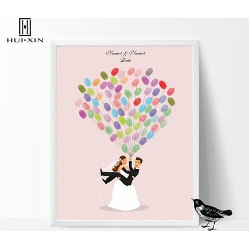 Happiness Groom Given A Princess Hug By Bride Custom Name Date Fingerprint Signature Guestbook For Engagement Wedding Ceremony